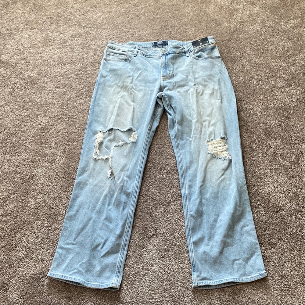 Hollister Light Distressed Low Rise Dad Jeans 33x31 SIZE 17R Vintage Stretch